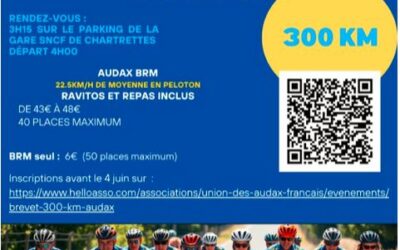 Union des Audax Français : brevet Audax  300 km le 6 juin au départ de Chartrettes